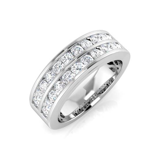 0.73ct SI1/G Round cut Natural Diamond Half Eternity Ring in Platinum