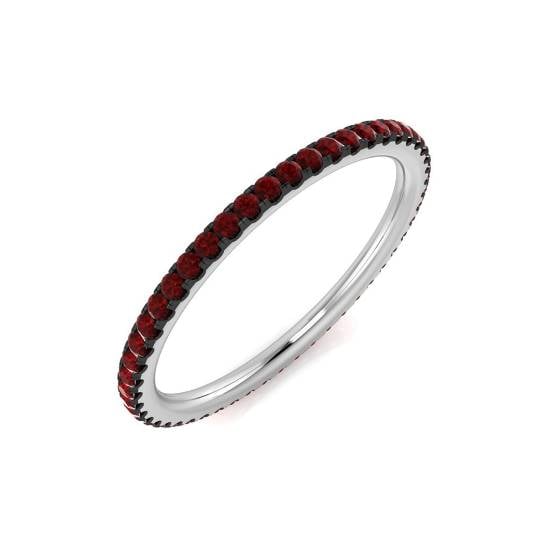 0.40ct Round cut Ruby Gemstone Ring in 18k White Gold
