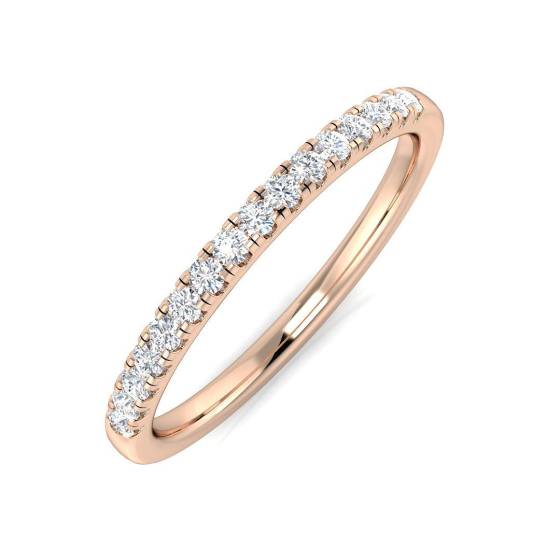 0.14ct SI1/G Round cut Natural Diamond Half Eternity Ring in 18k Rose Gold
