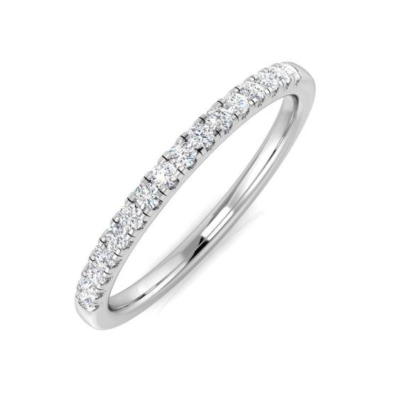 0.14ct SI1/G Round cut Natural Diamond Half Eternity Ring in 18k White Gold