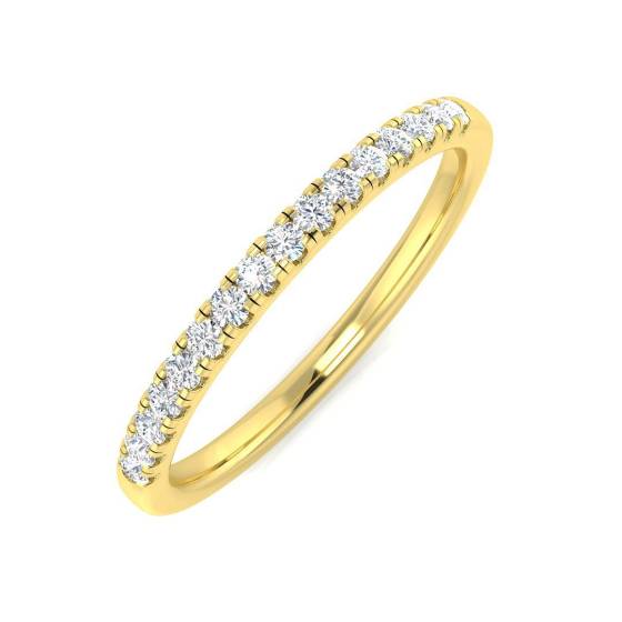 0.14ct I1/G Round cut Natural Diamond Half Eternity Ring in 9k Yellow Gold