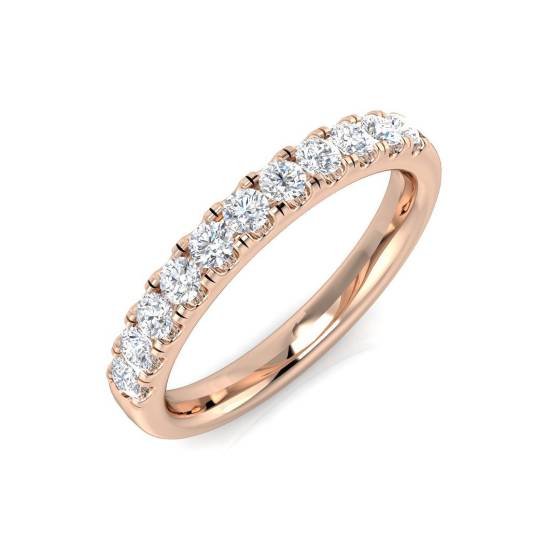 0.40ct SI1/G Round cut Natural Diamond Half Eternity Ring in 18k Rose Gold
