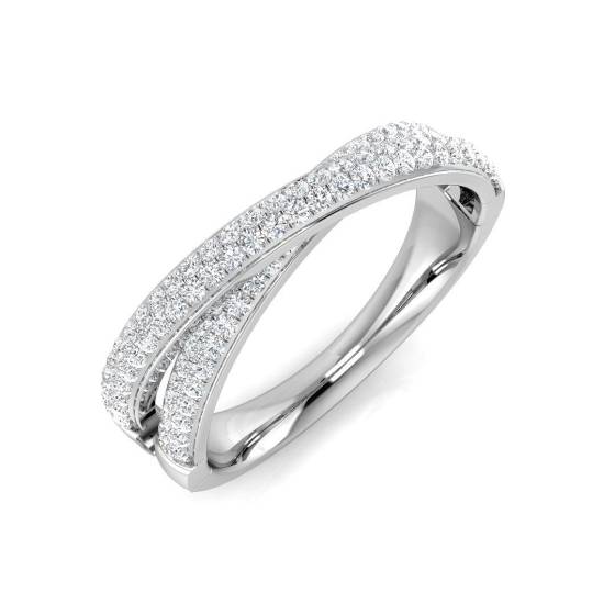 0.39ct SI1/G Round cut Natural Diamond Pave Ring in 18k White Gold
