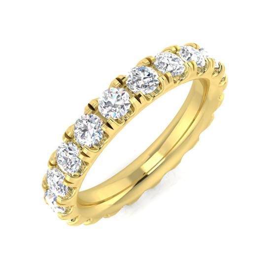2.00ct SI1/G Round cut Natural Diamond Full Eternity Ring in 18k Yellow Gold