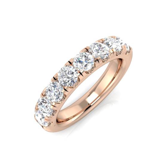 1.52ct SI1/G Round cut Natural Diamond Half Eternity Ring in 18k Rose Gold