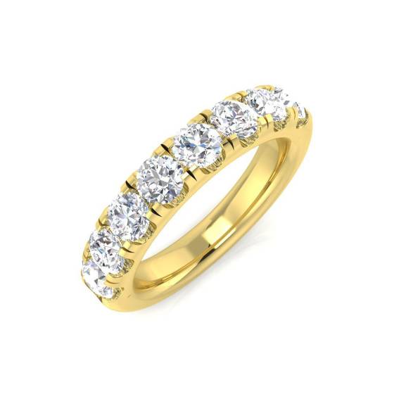 1.52ct SI1/G Round cut Natural Diamond Half Eternity Ring in 18k Yellow Gold