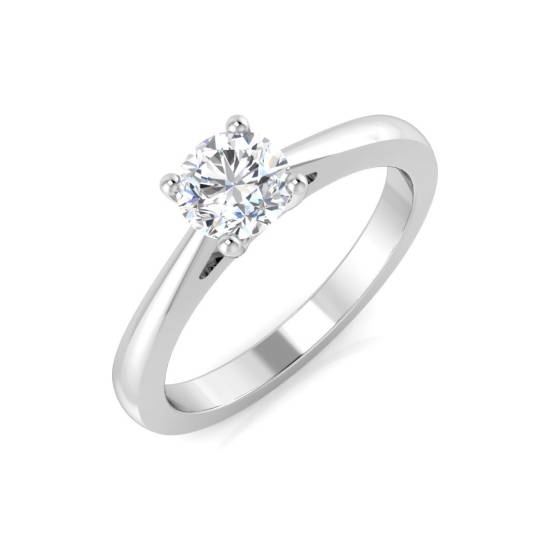 0.50ct SI2/G Round cut Natural Diamond Solitaire Engagement Ring in 18k White Gold