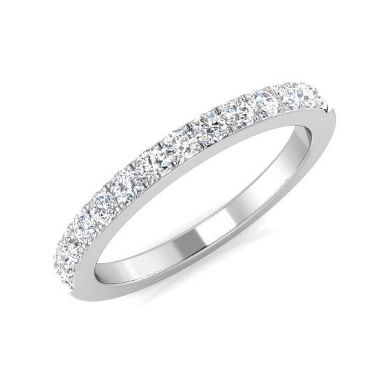 0.35ct SI1/G Round cut Natural Diamond Half Eternity Ring in 18k White Gold