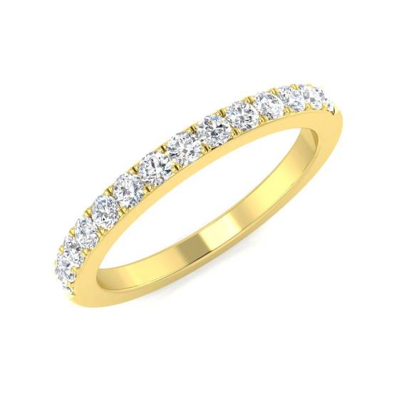 0.35ct SI2/G Round cut Natural Diamond Half Eternity Ring in 18k Yellow Gold