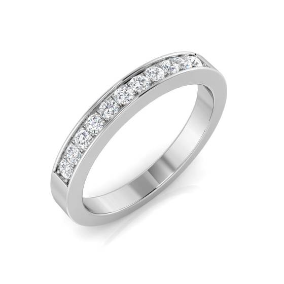 0.28ct VS/F Round cut Labgrown Diamond Half Eternity Ring in 9k White Gold
