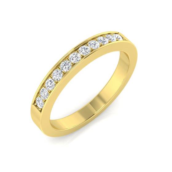 0.28ct SI1/G Round cut Natural Diamond Half Eternity Ring in 18k Yellow Gold