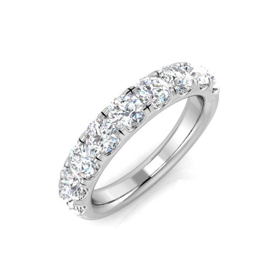 1.33ct SI1/G Round cut Natural Diamond Half Eternity Ring in Platinum