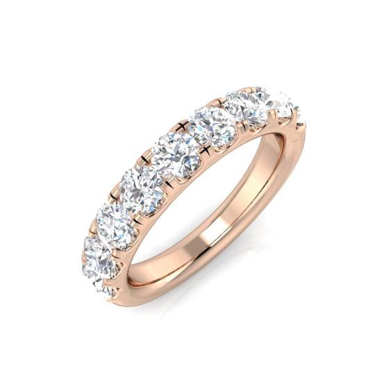 1.33ct SI1/G Round cut Natural Diamond Half Eternity Ring in 18k Rose Gold