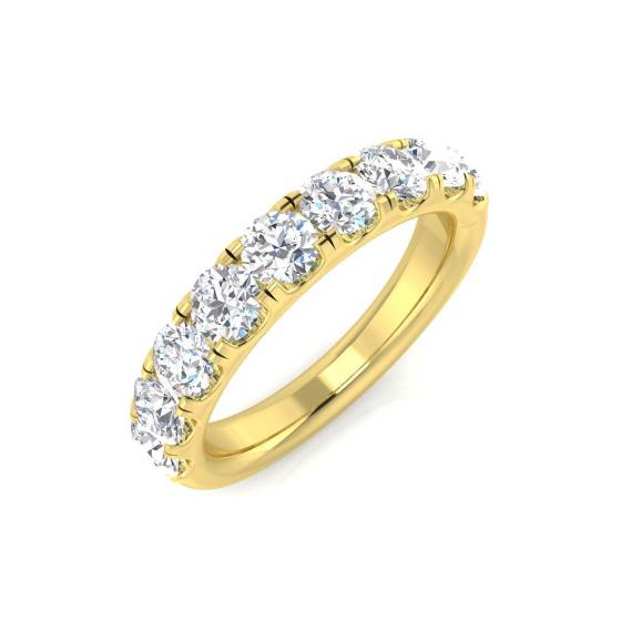 1.33ct SI1/G Round cut Natural Diamond Half Eternity Ring in 18k Yellow Gold