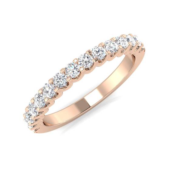 0.41ct SI1/G Round cut Natural Diamond Half Eternity Ring in 18k Rose Gold