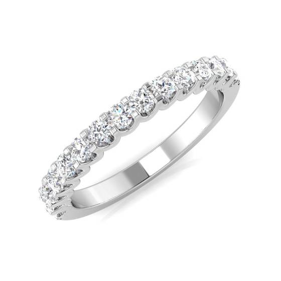 0.41ct SI1/G Round cut Natural Diamond Half Eternity Ring in 18k White Gold