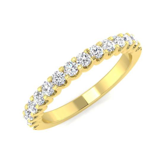 0.41ct SI1/G Round cut Natural Diamond Half Eternity Ring in 18k Yellow Gold