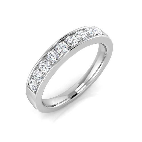 0.36ct SI1/G Round cut Natural Diamond Half Eternity Ring in Platinum