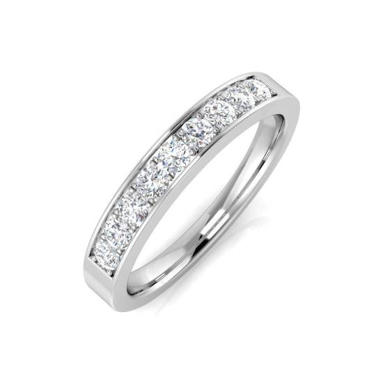 0.48ct SI1/G Round cut Natural Diamond Half Eternity Ring in Platinum