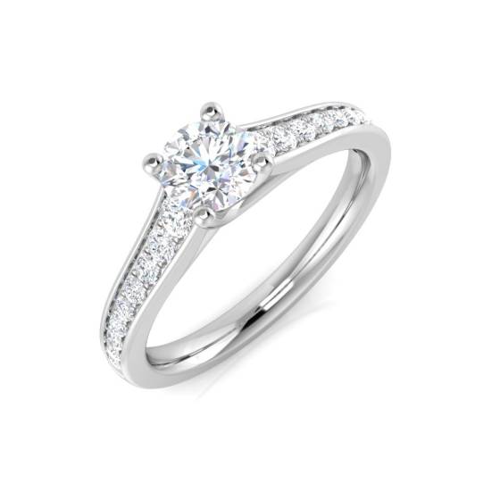 0.58ct SI1/G Round cut Natural Diamond Solitaire Engagement Ring in 18k White Gold