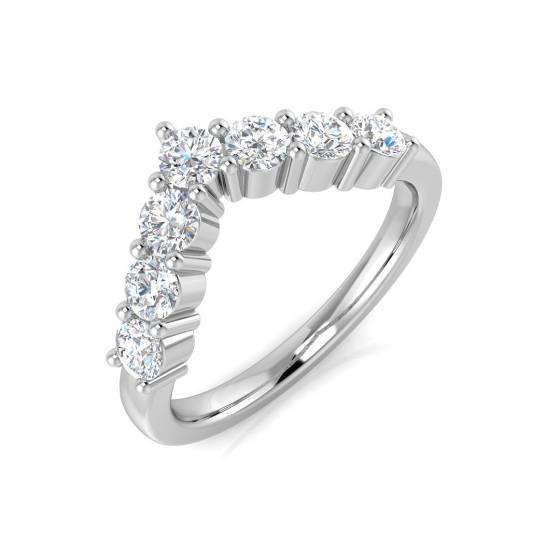 0.78ct I1/G Round cut Natural Diamond Wishbone Ring in 9k White Gold