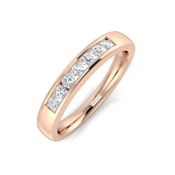 0.21ct SI1/G Round cut Natural Diamond Half Eternity Ring in 18k Rose Gold