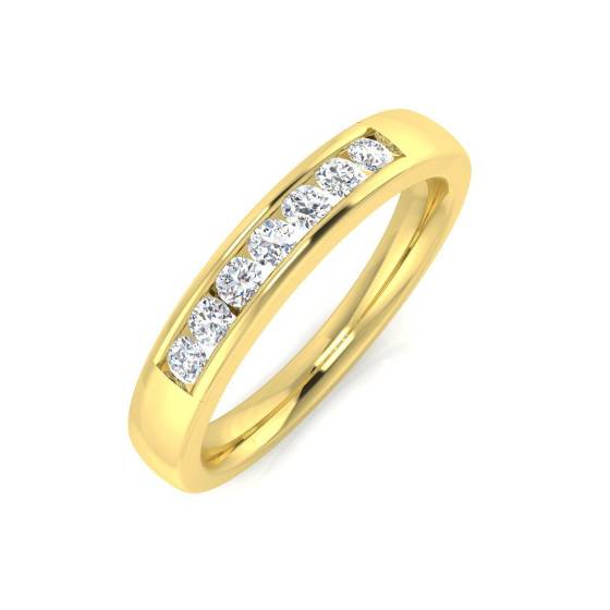 0.21ct SI2/G Round cut Natural Diamond Half Eternity Ring in 9k Yellow Gold