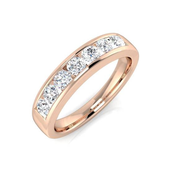 0.47ct SI2/G Round cut Natural Diamond Half Eternity Ring in 9k Rose Gold