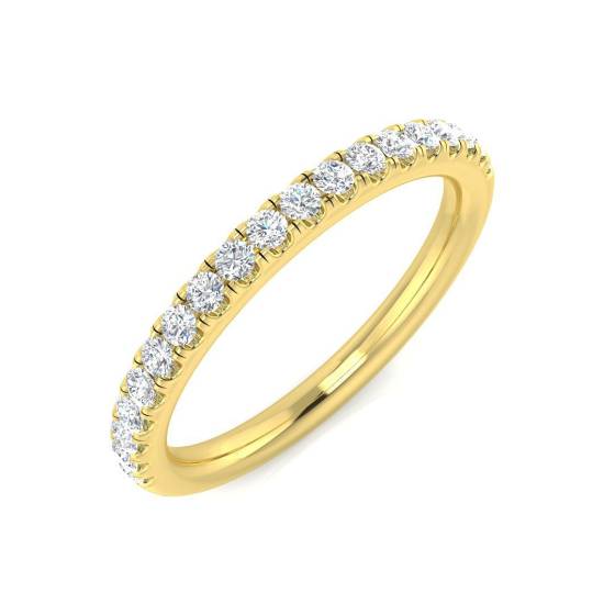 0.26ct SI2/G Round cut Natural Diamond Half Eternity Ring in 9k Yellow Gold