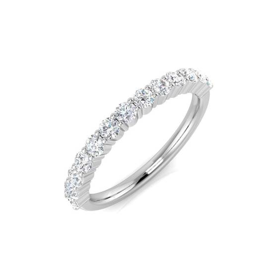 0.54ct SI2/G Round cut Natural Diamond Half Eternity Ring in 18k White Gold