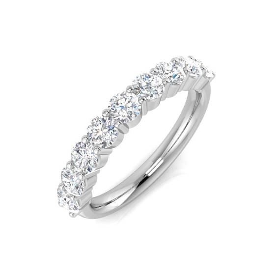 0.98ct SI1/G Round cut Natural Diamond Half Eternity Ring in Platinum