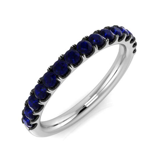 0.54ct Round cut Blue Sapphire Gemstone Ring in 9k White Gold