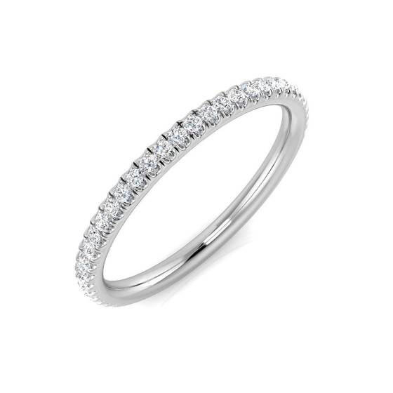 0.14ct I2/G Round cut Natural Diamond Half Eternity Ring in 9k White Gold