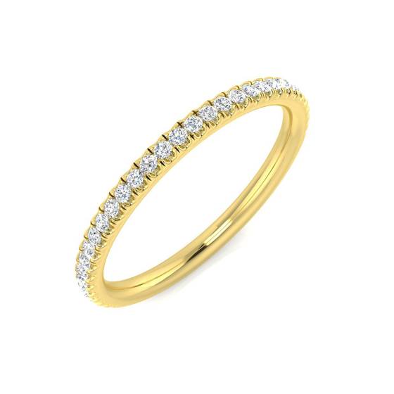0.14ct I2/G Round cut Natural Diamond Half Eternity Ring in 9k Yellow Gold