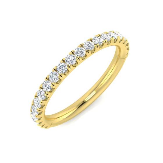 0.40ct SI1/G Round cut Natural Diamond Half Eternity Ring in 18k Yellow Gold