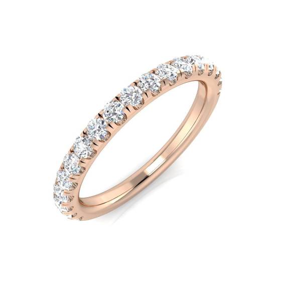 0.51ct SI1/G Round cut Natural Diamond Half Eternity Ring in 18k Rose Gold