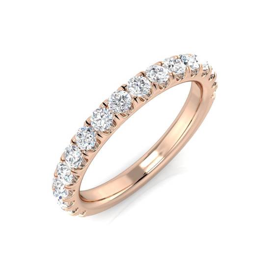 0.71ct SI1/G Round cut Natural Diamond Half Eternity Ring in 18k Rose Gold