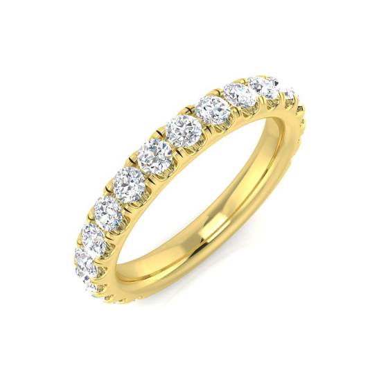 0.77ct SI1/G Round cut Natural Diamond Half Eternity Ring in 18k Yellow Gold