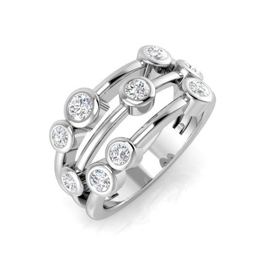 0.69ct SI2/G Round cut Natural Diamond Bubble Ring in 18k White Gold