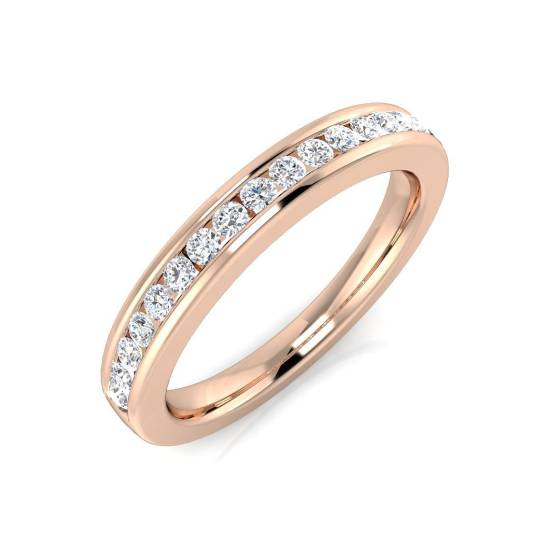 0.27ct SI1/G Round cut Natural Diamond Half Eternity Ring in 18k Rose Gold