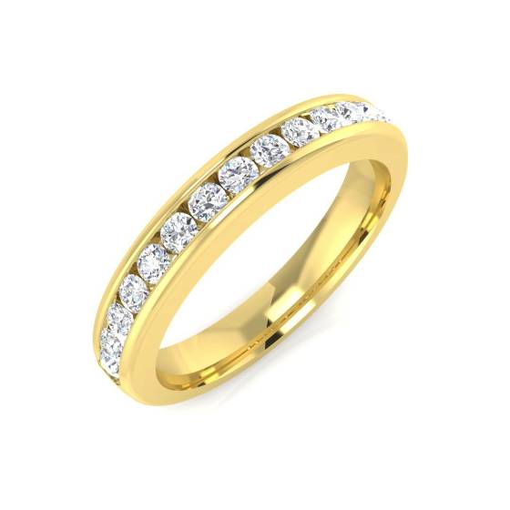 0.35ct SI1/G Round cut Natural Diamond Half Eternity Ring in 18k Yellow Gold