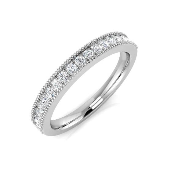 0.27ct SI1/G Round cut Natural Diamond Half Eternity Ring in 18k White Gold