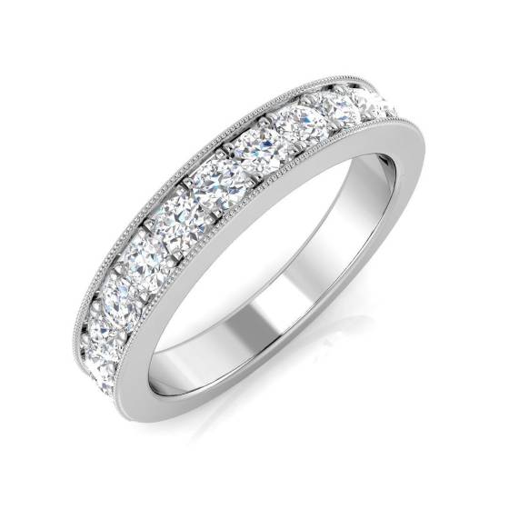 0.65ct SI1/G Round cut Natural Diamond Half Eternity Ring in 18k White Gold