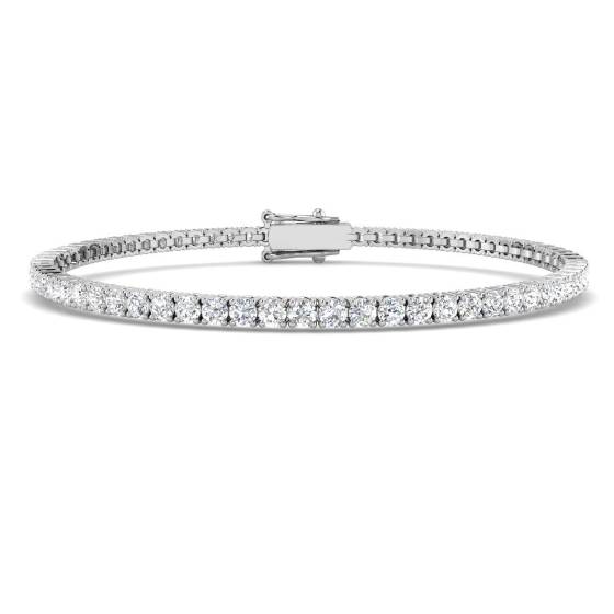 3.24ct SI1/G Round cut Natural Diamonds Tennis Bracelet in 18k White Gold