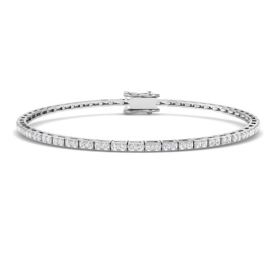 1.19ct SI2/G Round cut Natural Diamonds Tennis Bracelet in 18k White Gold