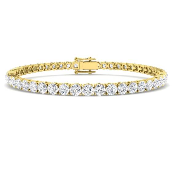 7.10ct SI2/G Round cut Natural Diamonds Tennis Bracelet in 18k Yellow Gold
