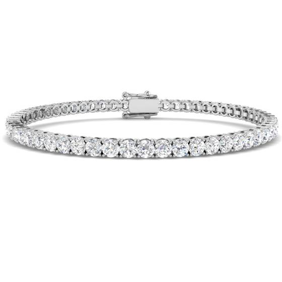 5.90ct SI2/G Round cut Natural Diamonds Tennis Bracelet in 18k White Gold