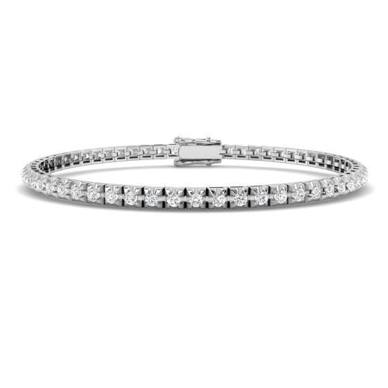 1.95ct SI1/G Round cut Natural Diamonds Tennis Bracelet in 18k White Gold