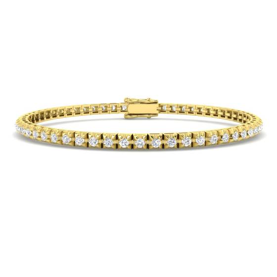 1.95ct SI2/G Round cut Natural Diamonds Tennis Bracelet in 9k Yellow Gold