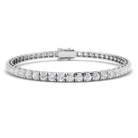 3.02ct SI2/G Round cut Natural Diamonds Tennis Bracelet in 9k White Gold